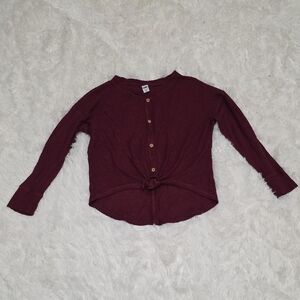 Old Navy Maroon Kids Button-Down Waffle Shirt. Size L